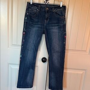 Cowgirl Tuff Dark Blue Jeans with Stitch Detail